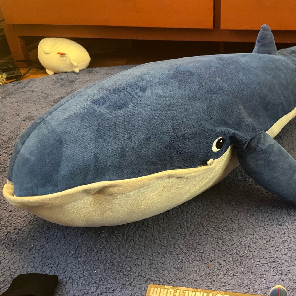 Blue and White Plush Whale Toy